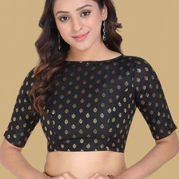 Oomph! Women Woven Design Boat Neck Saree Blouse-image-87