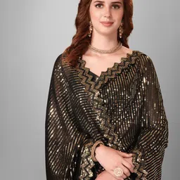 Hesika Embellished Sequinned Pure Georgette Banarasi Saree-picture-3