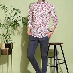 FUBAR Men Floral Printed Daily Cotton Straight Kurta-image-36