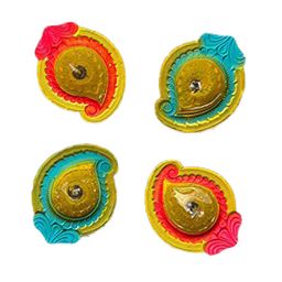 Ariana Set Of 4 Yellow Printed Modern Diya image 3