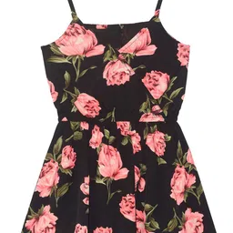 SILK SPARROW Floral Print Crepe Fit & Flare Dress-picture-22
