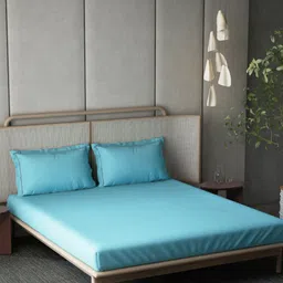 DDecor Blue 300 TC Bedsheet with 2 Pillow Covers-picture-29