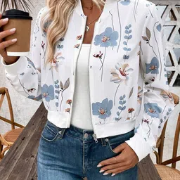 StyleCast Women Floral Crop Bomber with Embroidered Jacket-image-55