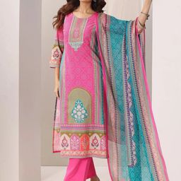 TWINS LADY Women Ethnic Motifs Printed Regular Silk Crepe Kurta with Trousers & Dupatta-image-58