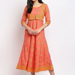 MORDEN MUSE Women Paisley Printed Bell Sleeves Summer Sheers Maternity Anarkali Kurta-image-66