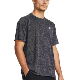 UNDER ARMOUR Self-Striped Loose Fit Tech Training T-shirt with Brand Logo Print Detail-image-96