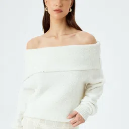 Koton Women Off-Shoulder Pullover Sweater-image-55