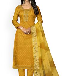 HERE&NOW Polka Dots Embellished Unstitched Dress Material-picture-4