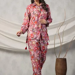Kaftanize Ojal Floral Printed Shirt With Trousers Co-Ords-81