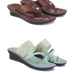 DRACKFOOT Women Pack of 2 Printed T-Strap Flats-picture-11