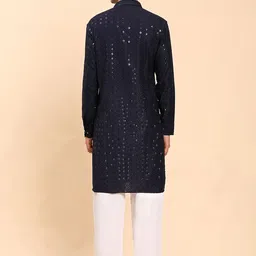 Pro-Ethic STYLE DEVELOPER Men Ethnic Motifs Embroidered Regular Sequinned Kurta with Salwar image 4