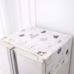 HOKIPO White & Black Playful Cats Waterproof Fridge Cover With 6 Side Pockets-picture-1