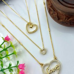 Boghra Sales Set Of 3 Gold-Plated Alloy American Diamond Chain-image-89