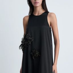 MANGO Flower Detail Sleeveless Satin Maxi Dress-image-62