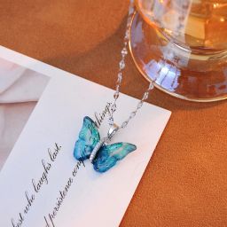 Butterfly pendant for women girls anti tarnish necklace chain locket korean Platinum, Silver Cubic Zirconia, Zircon, Crystal, Diamond Alloy, Metal, Stainless Steel, Brass, Stone Pendant-image-22