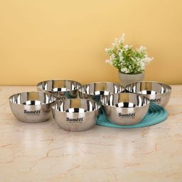 sumeet Stainless Steel Soup Bowl Heavy Gauge Stainless Steel Big Apple shape Wati with Mirror Finish Set-6pc,11cm-picture-39