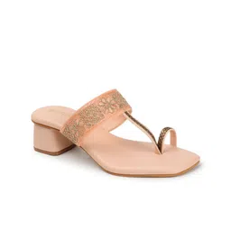 Anouk Pink Embellished Open Toe Block Heels image 3