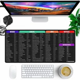 Roztocze English Shortcut Keys Desk pad Large Computer Mouse Mat Mousepad (Black Mousepad image 4