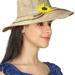 Zonkar Woman Brown Flower Long Brim Beach and Sun Hat/caps for Women & Girls-picture-32