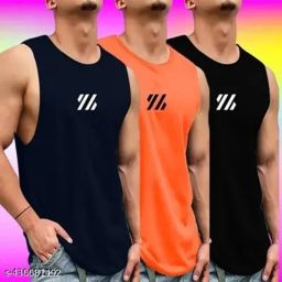 Pack of 3 Men Printed Round Neck Polyester Multicolor T-Shirt Large BBO Men Vest-image-11
