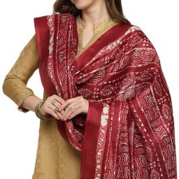 Cotton Silk Printed Red Women Dupatta-22