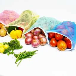 Double Layer Air Circulating Fridge Storage Bag for Vegetables & Fruits - Pack of 6 Grocery Bags-image-24