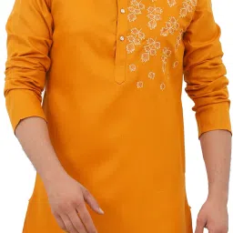 Men Embroidered Cotton Blend Straight Kurta-image-88