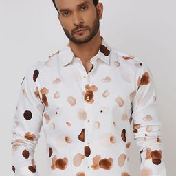 Mufti Men Spread Collar Graphic Printed Cotton Slim Fit Casual Shirt-picture-17
