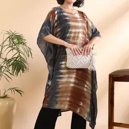 Maaesa Women Hand Tie & Dyed Crepe rayon Kaftan Kurta-image-83