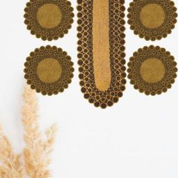 YWULY 5-Pcs Brown & Beige Ethnic Motifs Embellished Table Linen Set-15
