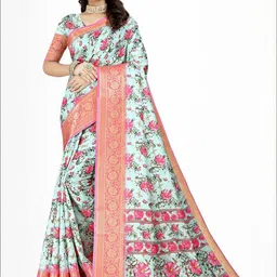 J 6 DESIGNER Floral Printed Zari Saree-picture-20