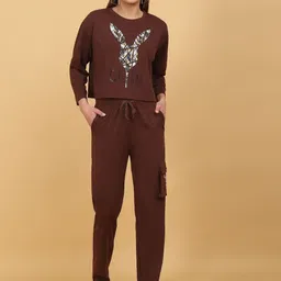 She N She Printed Round Neck T-Shirt & Trousers Co-ords-picture-33