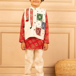 Jilmil Boys Ethnic Motifs Printed Regular Kurta Set with Jacket-39