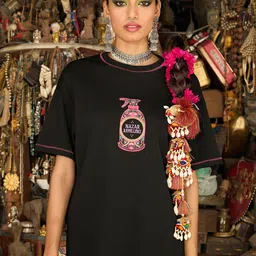 The Souled Store Women Graphic Printed Round Neck Pure Cotton Oversized T-shirt-image-75