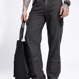 glitchez Men Cool Edge Relaxed Fit Cargo Style Jeans-image-73