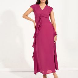 Styli A-Line Solid Short Sleeves Maxi Dress-image-31