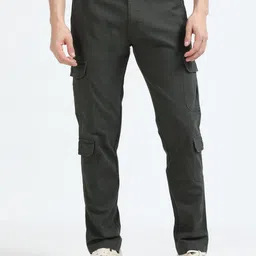 NEVER NEUD Men Relaxed Cargos Trousers-image-76