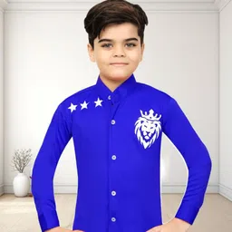 BAESD Boys Classic Regular Fit Band Collar Graphic Printed Cotton Casual Shirt-image-96
