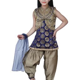SVM FASHION Girls Blue & Gold Traditional Indian Ethnic Wear Patiala Suit-image-9