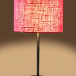 Aura Pink & Copper Toned Cylindrical Shaped Jute Shade Wooden Table Lamp-3
