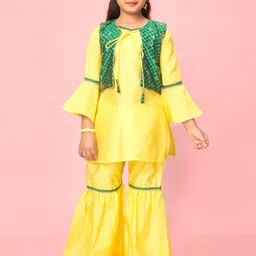 BAESD Girls Regular Pure Silk Kurta with Sharara-image-22