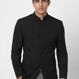Van Heusen Mandarin Collar Long Sleeves Single Vent Slim Fit Bandhgala Blazer-image-58