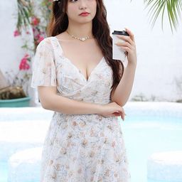 LULU & SKY Printed V-Neck Swimming Dress-picture-4