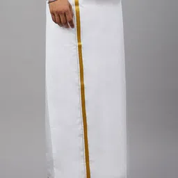 Ramraj Men Solid Adjustable Dhoti with Border image 2