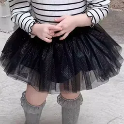 LULU & SKY Girls Polka Dots Printed Flared Mini Skirts-image-9