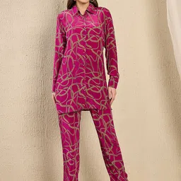 First Resort by Ramola Bachchan Printed Round Neck Shirt With Trousers Co-Ords-58