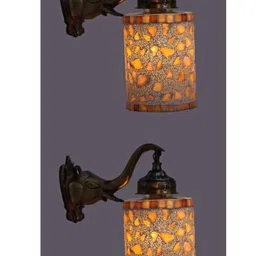 SOMIL White & Gold-Toned Textured Glass Wall Lamp-picture-48