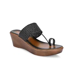 Valentino Women Leather One Toe Wedge Heel Sandals-picture-24