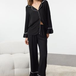 Trendyol Women Lapel Collar Slip-On Night suit-picture-31