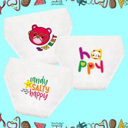 NUSYL Girls Pack of 3 Printed Pure Cotton Basic Briefs-image-99
